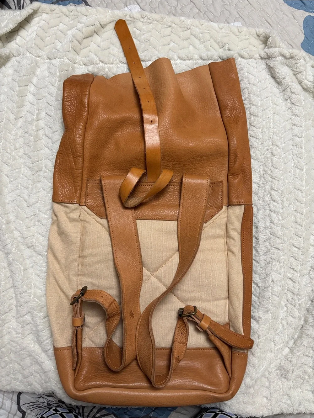Canvas & Leather Two-Tone Tan Backpack